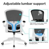 Felixking Office Chair, Ergonomic Desk Chair With Adjustable Height, Swivel Computer Mesh Chair With Lumbar Support And Flip-Up Arms, Backrest With Breathable Mesh (White)