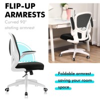 Felixking Office Chair, Ergonomic Desk Chair With Adjustable Height, Swivel Computer Mesh Chair With Lumbar Support And Flip-Up Arms, Backrest With Breathable Mesh (White)