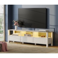 WAMPAT LED TV Stand for TVs up to 75 Inches, White Modern Entertainment Center for 80/70/65 inch TV Console Table Media Cabinet with 6 Storage Cubby for Living Room & Bedroom, 70 Inch
