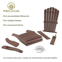 Psilvam Adirondack Chair, Oversized Poly Lumber Fire Pit Chair With Cup Holder, 350Lbs Support Patio Chairs For Garden, Weather Resistant Adirondack Chair Looks Like Real Wood (2, Brown)