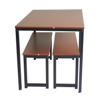 4-Person Dining Set Rectangle Table With Benches-chestnut(D0102H7cYSX)