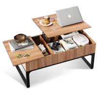 Wlive Lift Top Coffee Table For Living Room,Modern Wood Coffee Table With Storage,Hidden Compartment And Drawer For Apartment, Home, Retro, Walnut Oak.