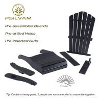 Psilvam Adirondack Chair, Oversized Poly Lumber Fire Pit Chair With Cup Holder, 350Lbs Support Patio Chairs For Garden, Weather Resistant Outdoors Seating, Relaxing Gift For Father & Mother (2, Black)