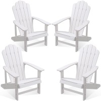 Efurden Adirondack Chair Set Of 4, Polystyrene, Weather Resistant & Durable Fire Pits Chair For Lawn And Garden, 350 Lbs Load Capacity With Easy Assembly (White, 4 Pcs)