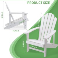 Efurden Adirondack Chair Set Of 4, Polystyrene, Weather Resistant & Durable Fire Pits Chair For Lawn And Garden, 350 Lbs Load Capacity With Easy Assembly (White, 4 Pcs)