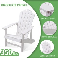 Efurden Adirondack Chair Set Of 4, Polystyrene, Weather Resistant & Durable Fire Pits Chair For Lawn And Garden, 350 Lbs Load Capacity With Easy Assembly (White, 4 Pcs)