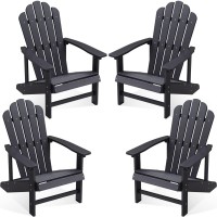 Efurden Adirondack Chair Set Of 4, Polystyrene, Weather Resistant & Durable Fire Pits Chair For Lawn And Garden, 350 Lbs Load Capacity With Easy Assembly (Black, 4 Pcs)