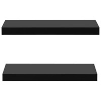 vidaXL Contemporary Floating Wall Shelves 2 pcs Black 157x79x15 MDF Material Invisible Mounting System Ideal for Hom