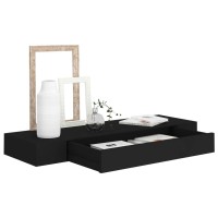 vidaXL Floating Wall Shelf with Drawer Black 315x98x31