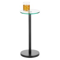 Mdesign Glass Top Side/End Drink Table - Small Modern Round Accent Metal Nightstand Furniture For Living Room, Dorm, Home Office, And Bedroom - 9