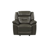 Lois 40 Inch Real Leather Power Recliner Armchair, Gray