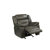 Lois 40 Inch Real Leather Power Recliner Armchair, Gray