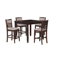 Gary 42 Inch 5 Piece Counter Table Set, Cherry Brown