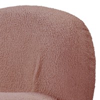 27 Inch Teddy Sherpa Fabric Curved Accent Chair, Swivel Function, Pink