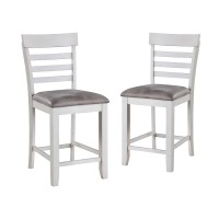 Jay 42 Inch Fabric Upholstered Counter Chair, Set of 2, White