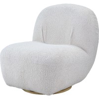 27 Inch Teddy Sherpa Fabric Curved Accent Chair, Swivel Function, White