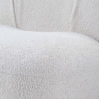 27 Inch Teddy Sherpa Fabric Curved Accent Chair, Swivel Function, White