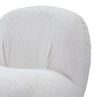 27 Inch Teddy Sherpa Fabric Curved Accent Chair, Swivel Function, White