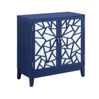 33 Inch 2 Door Mirrored Console Sideboard Cabinet with Shelf, Blue