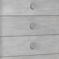 54 Inch Lou 5 Drawer Tall Dresser with Ornate Carved Knobs, Washed White