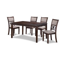 Gary 60 Inch 5 Piece Dining Table Set, Cherry Brown