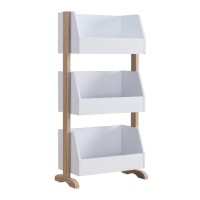 47 Inch Storage Cabinet with 3 Bookcase Shelves, White and Brown