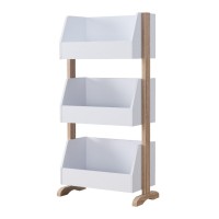 47 Inch Storage Cabinet with 3 Bookcase Shelves, White and Brown