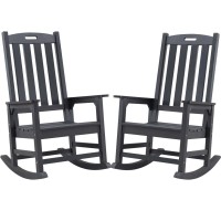 Psilvam Oversized Outdoor Rocking Chair Set Of 2 Porch Rocker With 21 Wide Seat And 32 Tall Backrest Preassembled With Mo