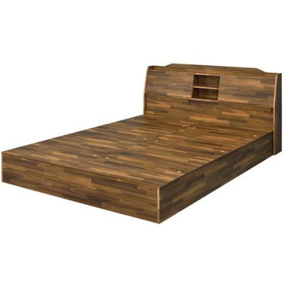 Queen Bed with 6 Under Compartments and Sleigh Design, Brown