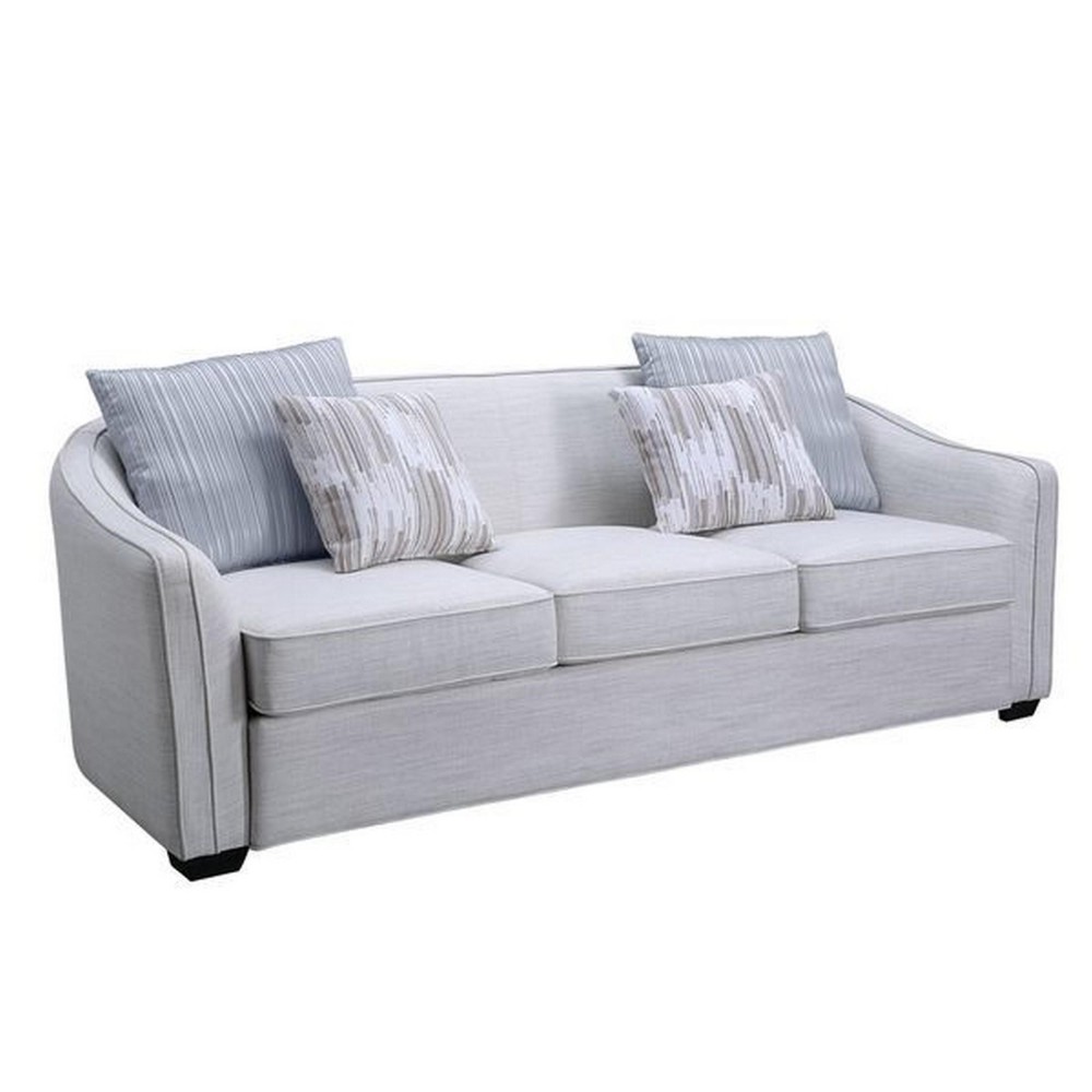 Sofa with Fabric Upholstery and Sloped Arms, Gray