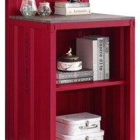 Reception Desk with Container Style and 3 Tier Shelves, Red