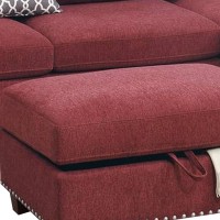 3 Piece Sectional Sofa with Reversible Chaise and Ottoman, Red