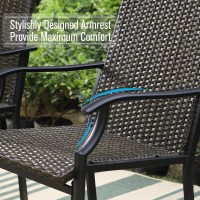 Mfstudio Patio Dining Chairs Set Of 4, High-Back Outdoor Wicker Rattan Chairs With Oversized Seat, Metal Frame All-Weather Conversation Set For Patio, Backyard, Garden And Poolside, Multibrown