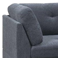 3 Piece Sectional Sofa with Ottoman and Tufted Details, Blue