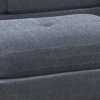 3 Piece Sectional Sofa with Ottoman and Tufted Details, Blue