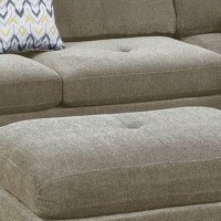 3 Piece Sectional Sofa with Ottoman and Tufted Details, Sand Brown