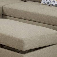 3 Piece Sectional Sofa with Ottoman and Tufted Details, Beige