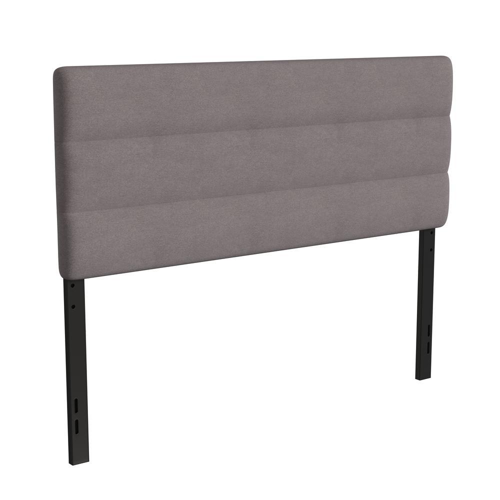 Paxton Queen Channel Stitched Fabric Upholstered Headboard, Adjustable Height from 44.5 to 57.25 - Gray