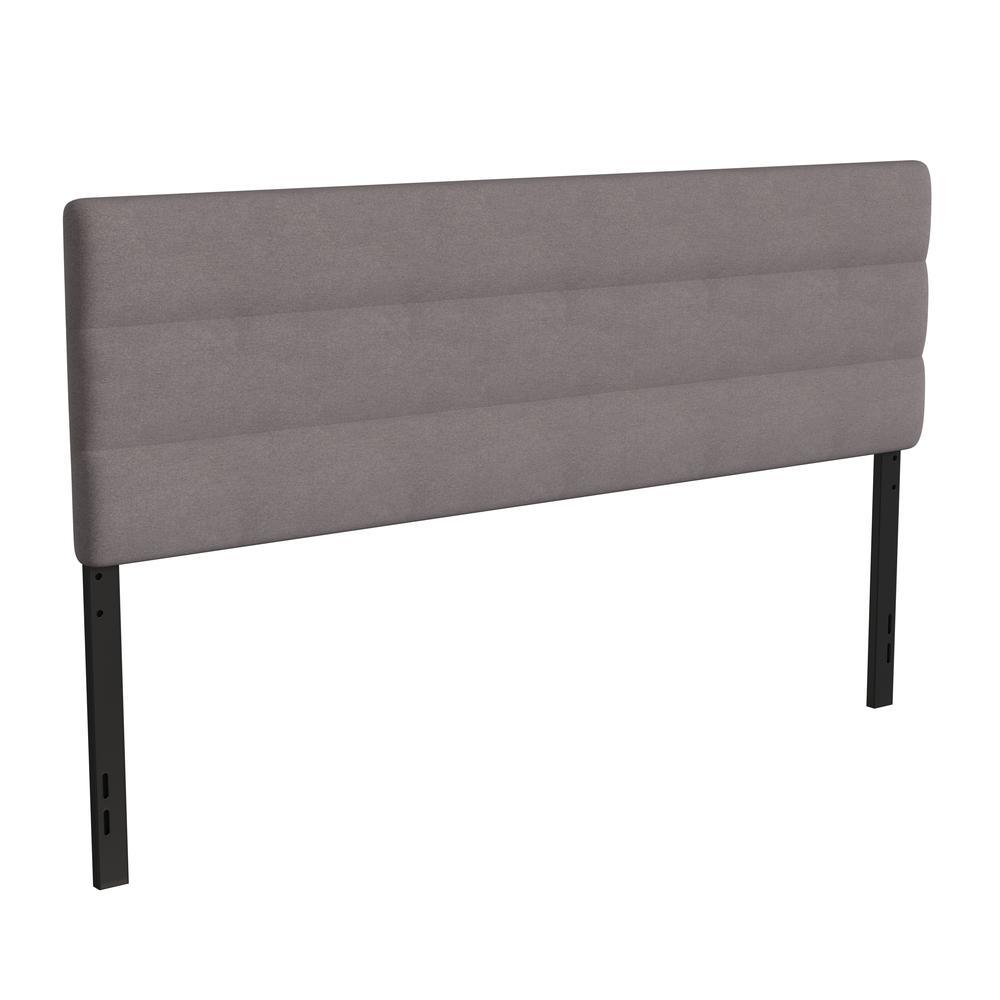 Paxton King Channel Stitched Fabric Upholstered Headboard, Adjustable Height from 44.5 to 57.25 - Gray