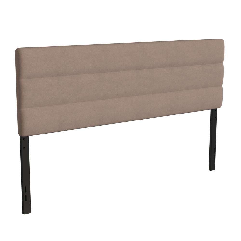 Paxton King Channel Stitched Fabric Upholstered Headboard, Adjustable Height from 44.5 to 57.25 - Taupe