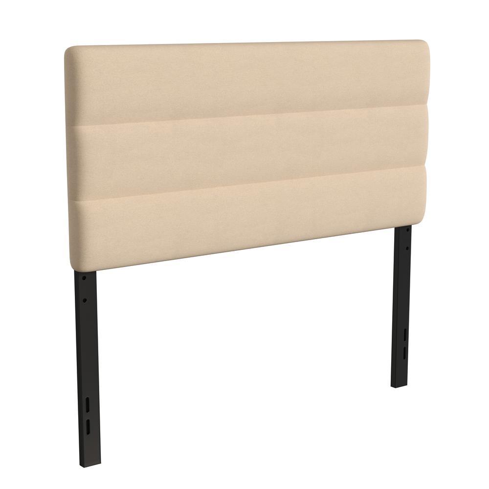 Paxton Full Channel Stitched Fabric Upholstered Headboard, Adjustable Height from 44.5 to 57.25 - Cream