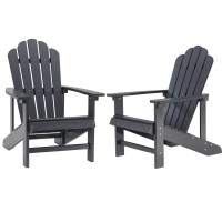 Efurden Adirondack Chair Set Of 2, Polystyrene, Weather Resistant & Durable Fire Pits Chair For Lawn And Garden, 350 Lbs Load Capacity With Easy Assembly (Black, 2 Pcs)