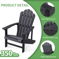 Efurden Adirondack Chair Set Of 2, Polystyrene, Weather Resistant & Durable Fire Pits Chair For Lawn And Garden, 350 Lbs Load Capacity With Easy Assembly (Black, 2 Pcs)
