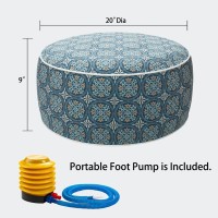 Magpie Fabrics Indooroutdoor Inflatable Stool Ottoman Pouf Water Repellent Round Footrest Footstool With Foot Pump D20 Xh9 Po