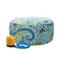 Magpie Fabrics Indooroutdoor Inflatable Stool Ottoman Pouf Water Repellent Round Footrest Footstool With Foot Pump D20 Xh9 Po