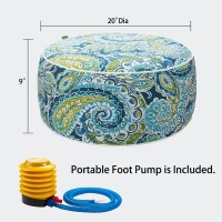 Magpie Fabrics Indooroutdoor Inflatable Stool Ottoman Pouf Water Repellent Round Footrest Footstool With Foot Pump D20 Xh9 Po