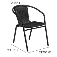 Emma Oliver 4 Pack Black Rattan Indooroutdoor Restaurant Stack Chair With Curved Back