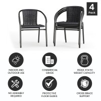 Emma Oliver 4 Pack Gray Rattan Indooroutdoor Restaurant Stack Chair With Curved Back