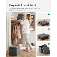 Songmics 118 Inches Small Folding Storage Ottoman Cube Storage Footrest Foot Rest Stool For Living Room Bedroom Dorm Dark