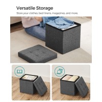 Songmics 118 Inches Small Folding Storage Ottoman Cube Storage Footrest Foot Rest Stool For Living Room Bedroom Dorm Dark